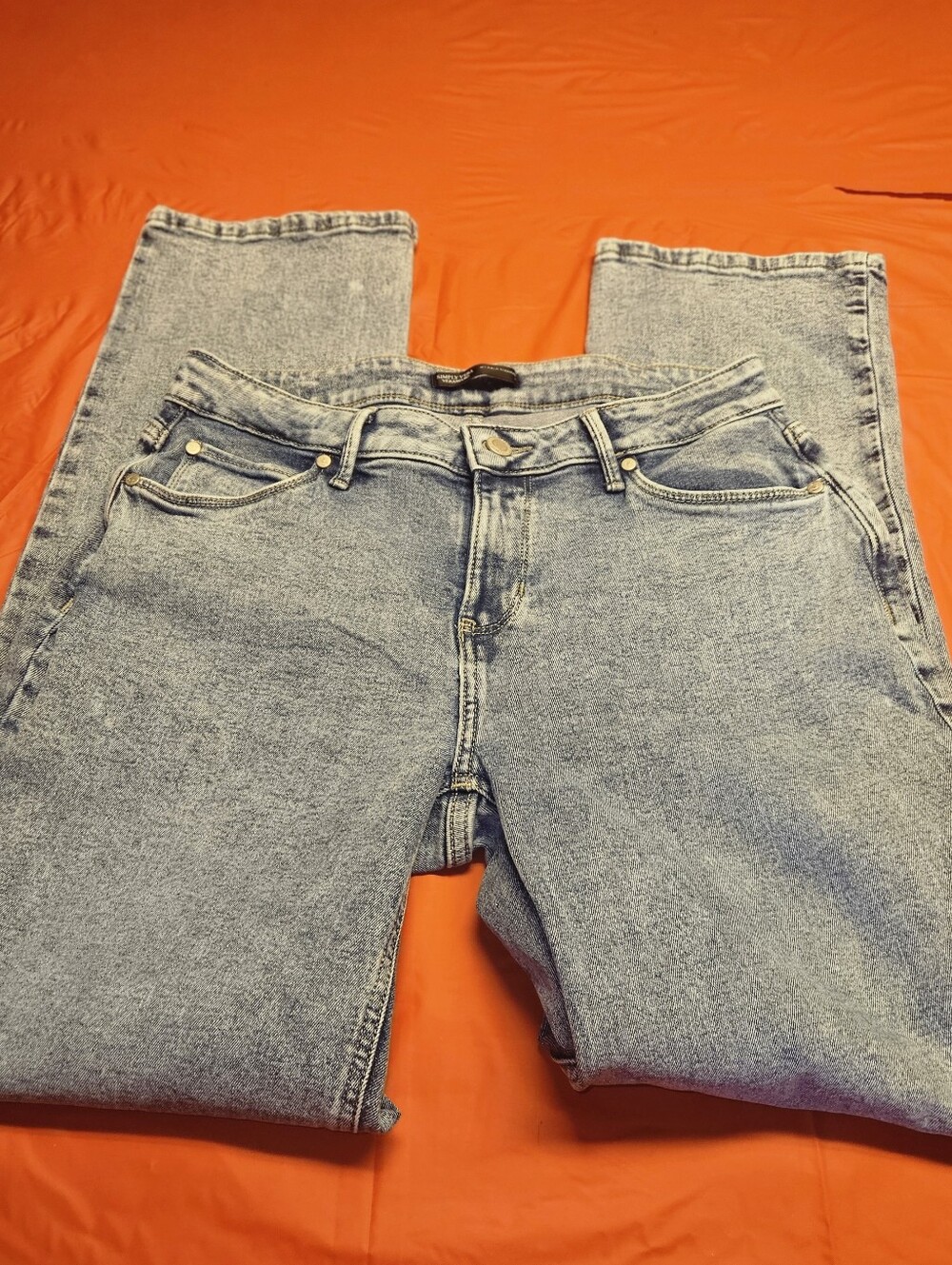 Simply Vera Vera Wang Relaxed Straight Jeans Acid Wash w/Stretch 6×31"L G.U.C.